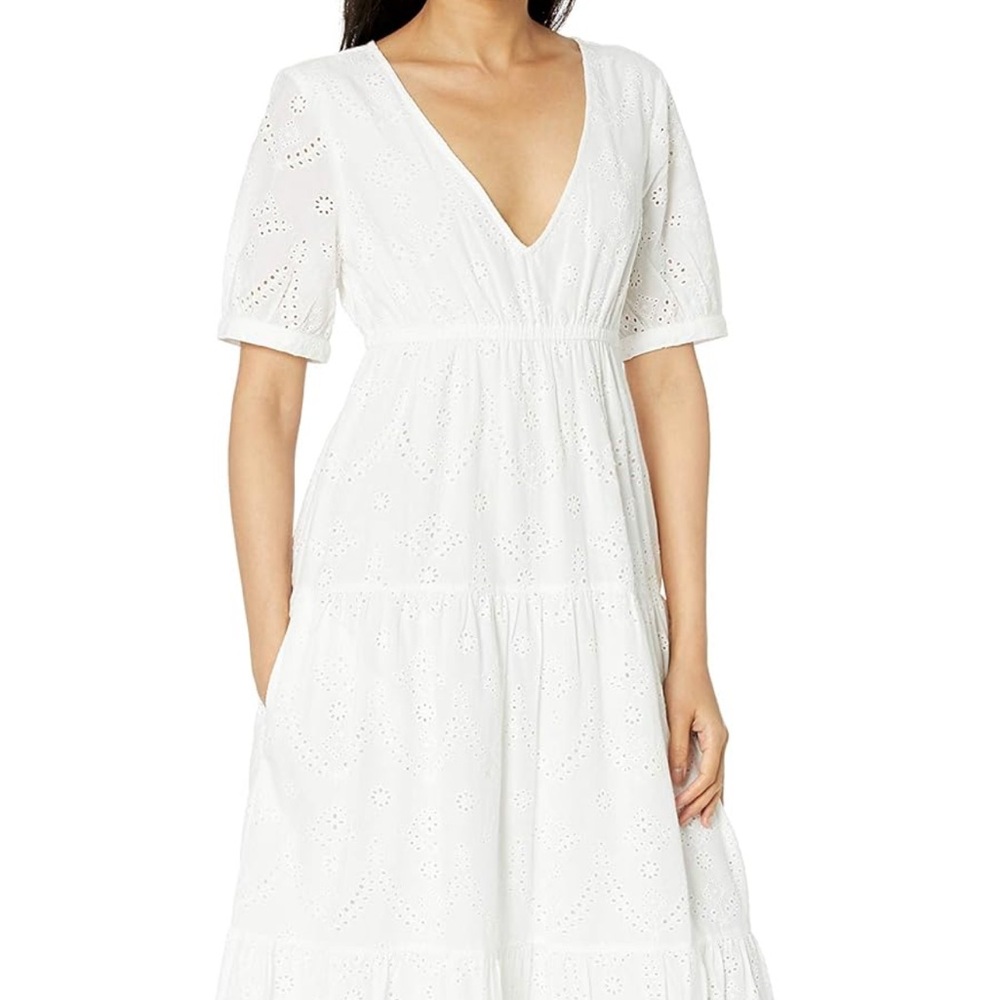 The Drop V-Neck Eyelet Midi Dress